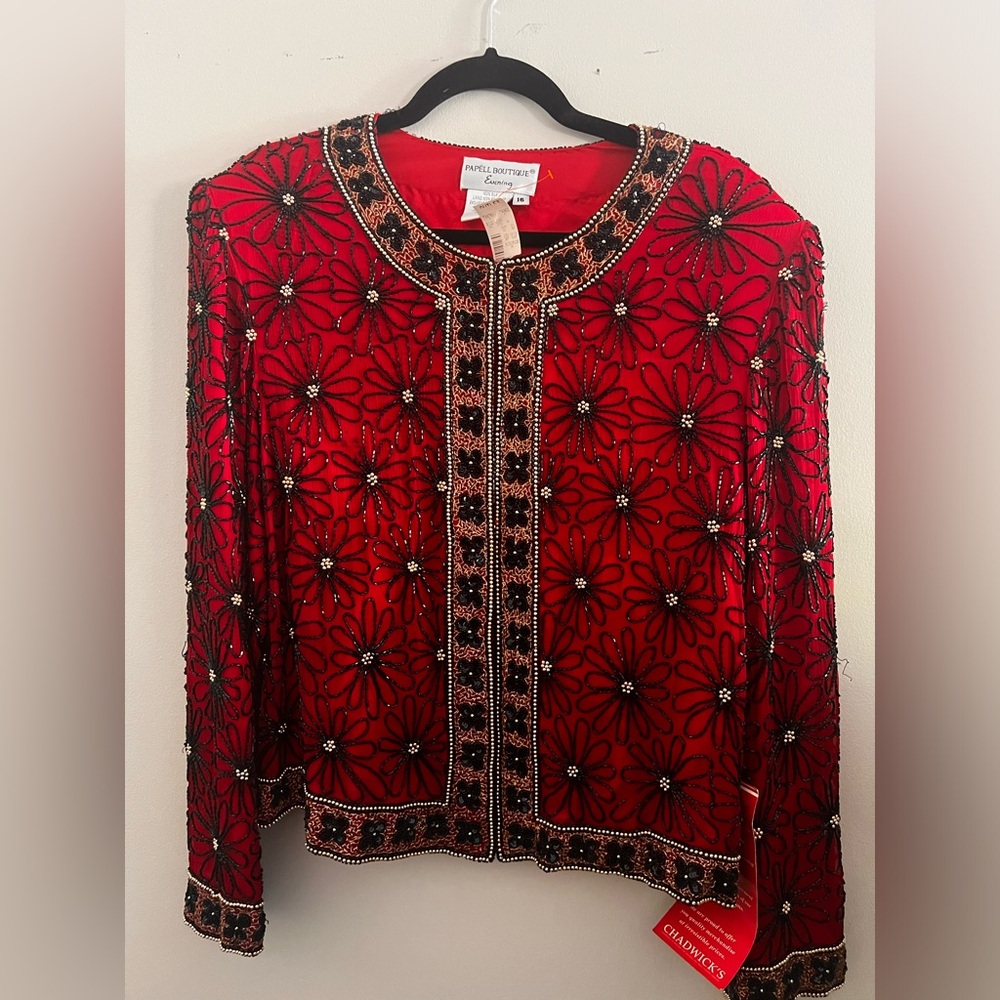 Chadwick’s of Boston, Papell Boutique, Size 16, 100% Silk Jacket